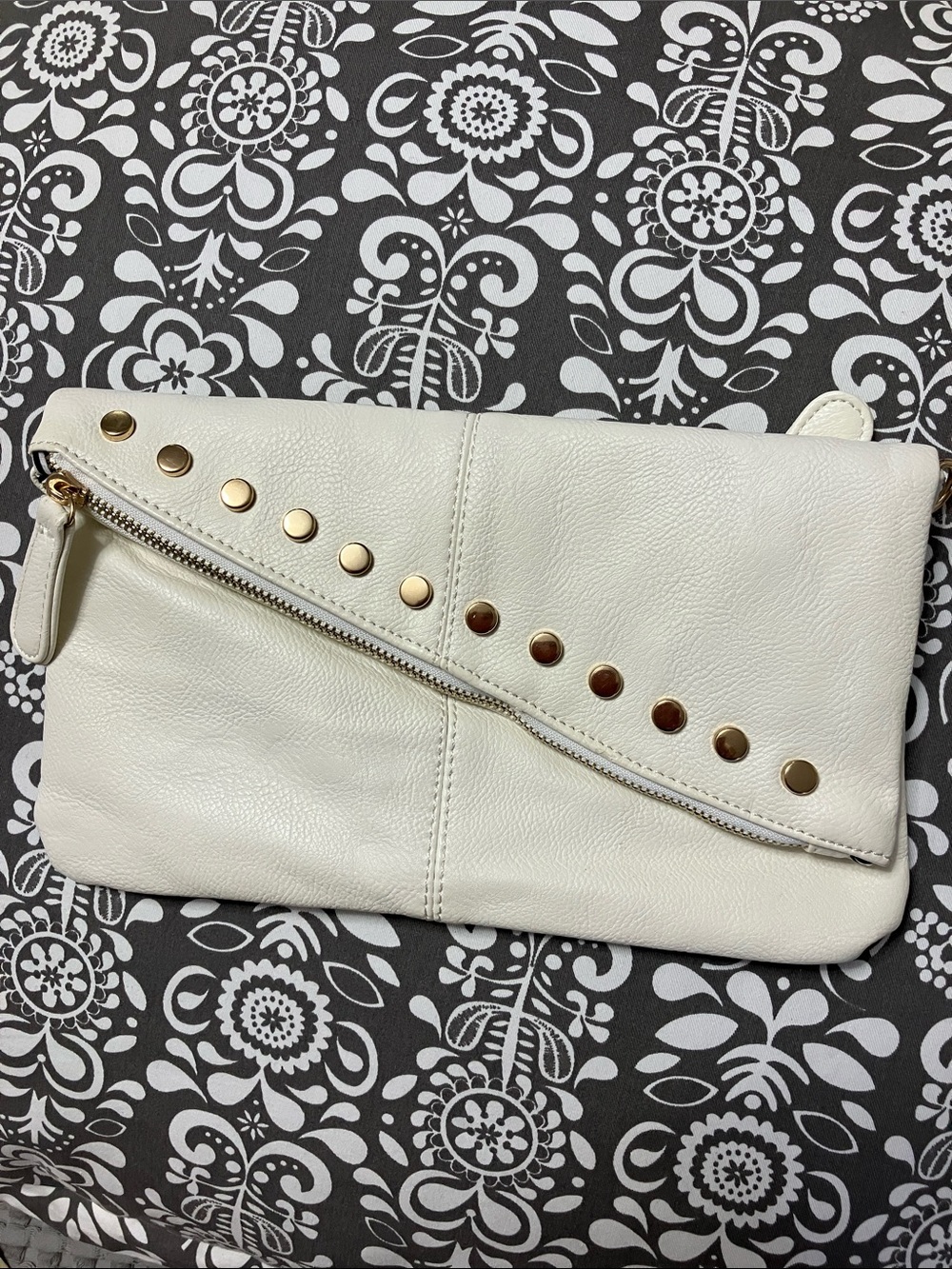 Call It Spring Fold Over Vegan Clutch Crossbody Purse White